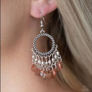 Silver and peach bead earrings